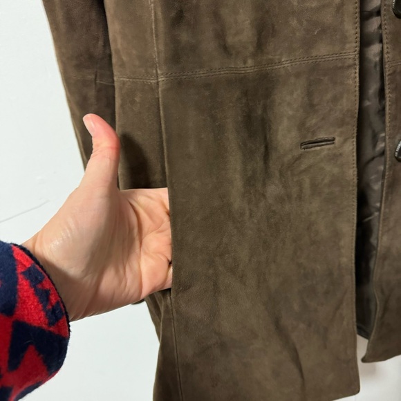 Brooks Brothers Brown Suede Jacket Womens Large Leather Coat Old Money Preppy - Picture 5 of 7